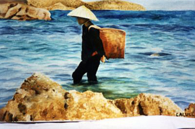 calull art Vietnam Fisherman